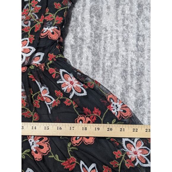 BCBGeneration One Shoulder Mini Dress Women Size 8 Multi Floral Embroidered Mesh - Picture 12 of 13